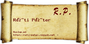 Réti Péter névjegykártya